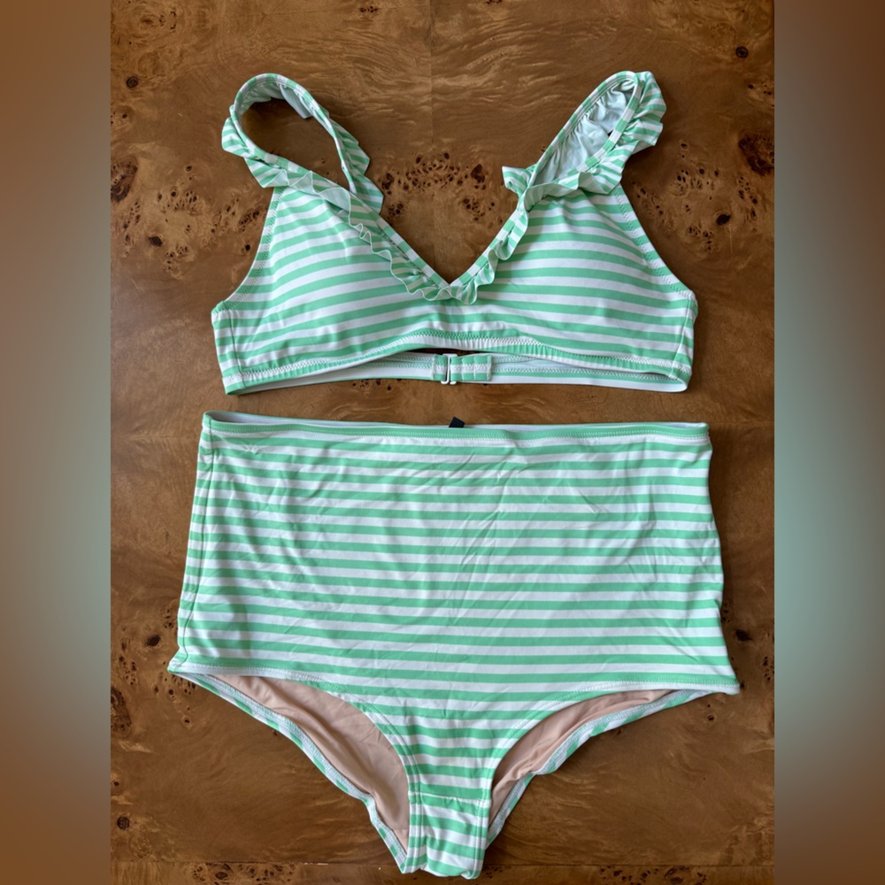 Women’s J Crew Striped ruffle bikini